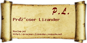 Prácser Lizander névjegykártya