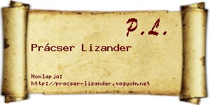 Prácser Lizander névjegykártya